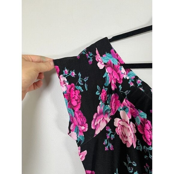 Torrid Floral Milkmaid Dress 14 Black Skater Midi Whimsigoth Fairy Feminine Goth - Picture 5 of 12